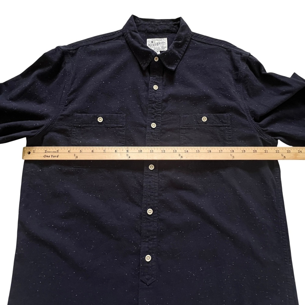 Lucky Brand Mason Workwear Mens L Speckled Nep Flannel Button Down Shirt Blue - Picture 9 of 11